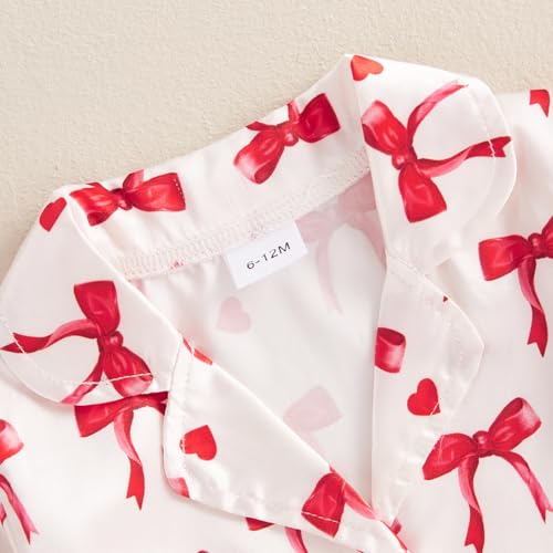 MAINESAKA Toddler Baby Girl Satin Pajamas Set Feather Trim Long Sleeve Button Down Tops Long Pants 2Pcs Pjs Sleepwear Outfits (C-Red, 5-6 Years)