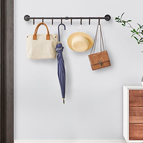 Ymyny Pot Rack Wall Mounted, 35.4" In Kitchen Utensils Hanging Rack Rail, Cookerware Storage Organizer, Coffee Mug Holder, For Kitchen, Entryway, Bathroom, Balcony, With 8 S-Hooks, Hpr002H #TOP2