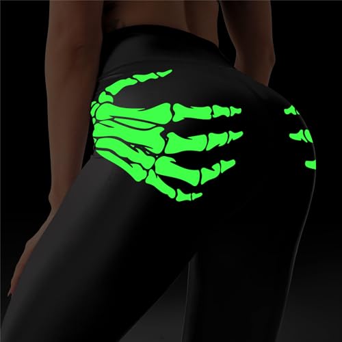 Glow in The Dark Halloween Theme High Waisted Leggings for Women Fitness Yoga Pants Cycling Workout2