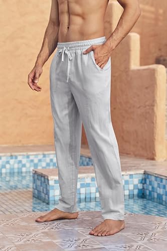hochwertiger Leinen-Mix sichtbar (92 Zeichen). - Detailansicht von Runcati Leinenhose Herren Sommer Loose Fit – Deal...