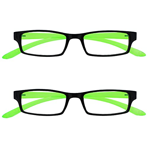 Uv Reader Nero Verde Brillante Collo Occhiali Da Lettura Valore 2 Pacco Donna Uomo Uvr2Pk021 +2,00 - 70 Gr