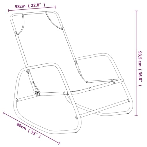 Chaise longue à bascule gris de jardin extérieur en acier résistant - 3