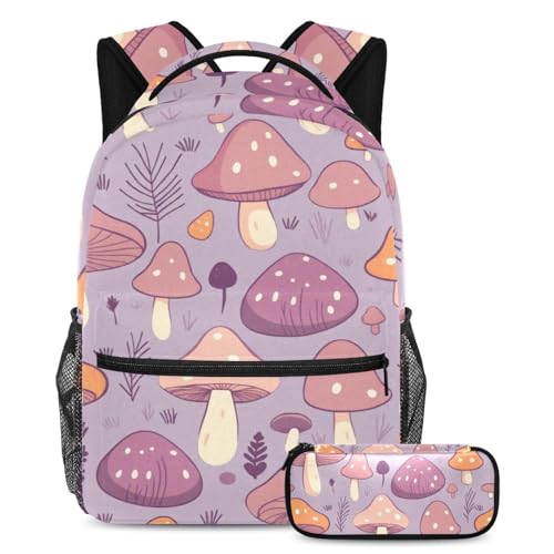 Sacs à dos de jour et cartables pour enfants | Pack scolaire violet imprimé champignon