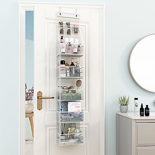 Fixwal 6-Shelf Over The Door Hanging Pantry Organizer Hanging Storage With Clear Plastic Pockets Slim Door Shelf Behind The Door Storage With 3 Small Pvc Pockets For Closet Bedroom Bathroom thumb #1