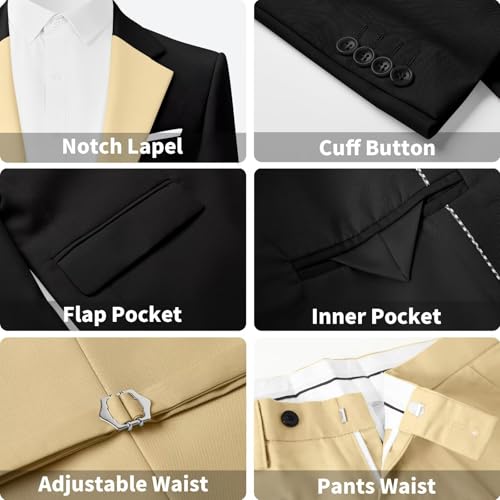 Wangyue 3 Piece Mens Tuxedo Suit Slim Fit Tuxedo for Men Double Breasted Wedding Prom Suits Blazer Vest Pants Sets 2026 - Image 6
