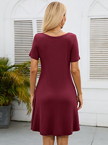 Image of KORSIS Summer Women's Dress Casual T-Shirt Short Sleeve Dresses Swing Flowy Beach Vacation Work Sundress with Pockets