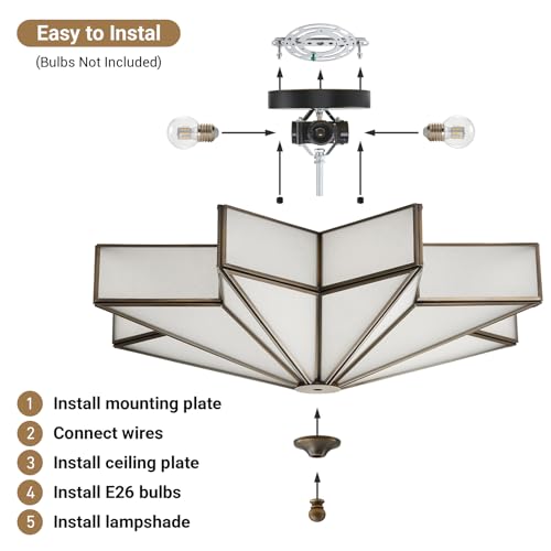 Image of Star Flush Mount Ceiling Light: 20 Inch Brass Milk Glass Lighting Fixture