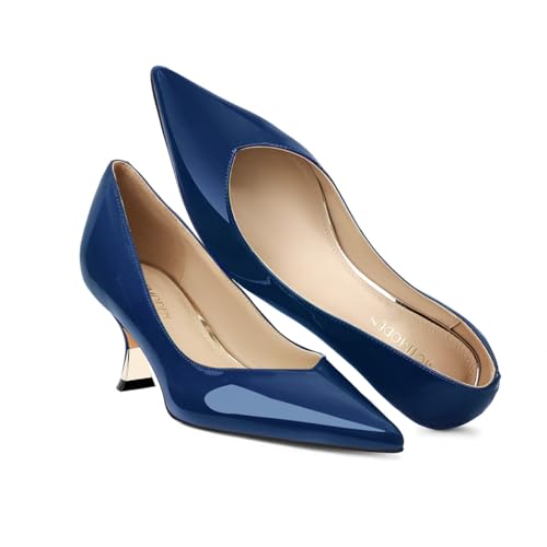 Image of Women Low Kitten Heels Women's Dressy Pumps Pointed Closed Toe Elegant Wedding Pumps Formal Work Office Comfortable Shoes Classic Pumps for Women