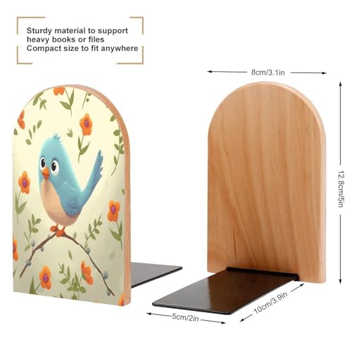Sujetalibros estantes base metal resistente tope libros madera 3