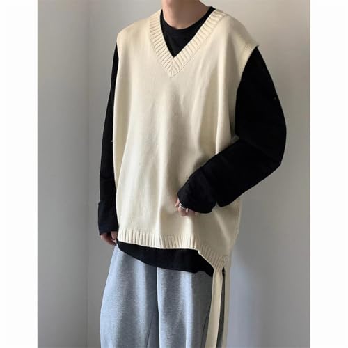 Men's Loose V-Neck Sleeveless Knitted Pullover Lightweight Stretch Oversized Thick Sweater Vests2