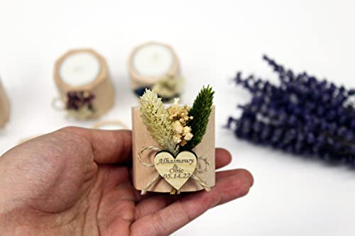 12Pcs Octagon-Shaped Tealight Candleholders, Geometric Tealight Candle Holders,Wood Tea Lights, Personalized Gifts, Wedding Reception Décor, Tealight Holders With Heart Tags And Natural Flowers #TOP5