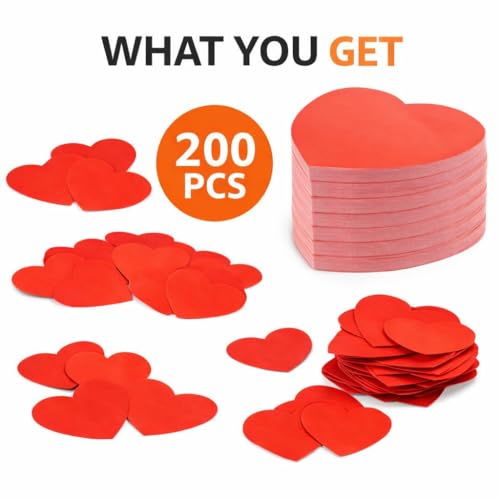 Image of Festiko 200 Pcs Red Heart Shape Paper Cutouts for Valentine's Day Decorations, Love Theme Party Decor for Anniversary, Proposal, Wedding, Romantic Room & Table Decorations