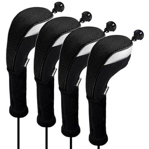 Andux 4pcs/Pack Long Neck Golf Hybrid Club Head Covers Dial No. Tag CTMT-02 Black
