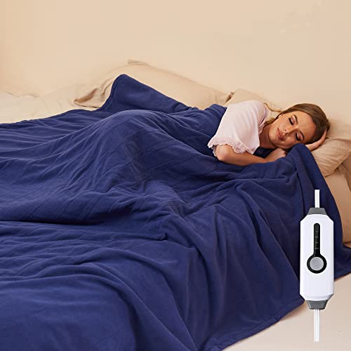 Yakee Heated Blanket Full Size 72" X 84", Electric Throw Full Body Warming With Fast Heat, Polar Fleece Heating Blankets For Couch & Bed With 4 Levels & 10 Hour Auto Off, Machine Washable (Blue) #TOP7