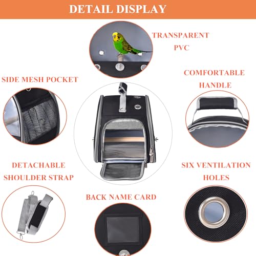FCQQYWZ Gaiola de Viagem para Pássaros com Suporte, Gaiola de Viagem para Pássaros Pequenos para Pap
