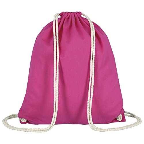 Veproli Baumwoll Turnbeutel Sportbeutel Zuziehbeutel Gymsack Sack Jute Schule Rucksack (Pink)