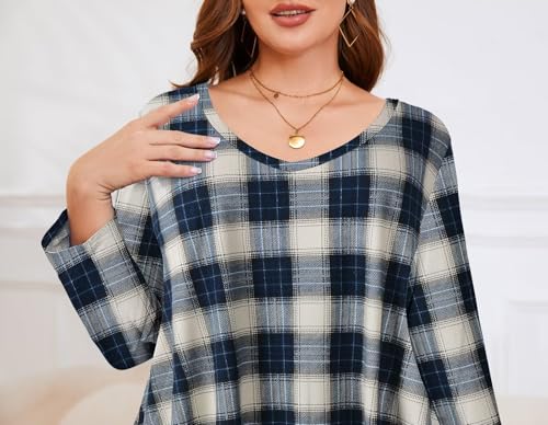 Image of LARACE Tunics 3 /4 Sleeve Plus Size Tops for Women V Neck Loose Fit Flowy Clothing for Leggings