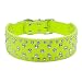 Didog Sparkly Rhinestone Wide Dog Collar -Soft PU Leather Royal Look - Lime Green S Size - Fit for Medium Breeds