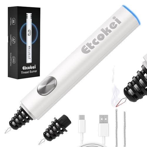 Etcokei Thread Burner with A Replacement Tip, Rechargeable Thread Zapper Tool, Cautery Pen, Sewing Supplies for Beading Jewelry Making DIY Melting Knotting, Bracelet Making, Leather Work, Ribbon Cut