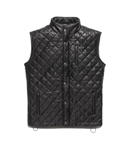 Mens Lamsbkin Leather Vest, Quilted Leather Vest Men, Lambskin Leather Quilted vest, Diamond Quilted Leather Vest Men