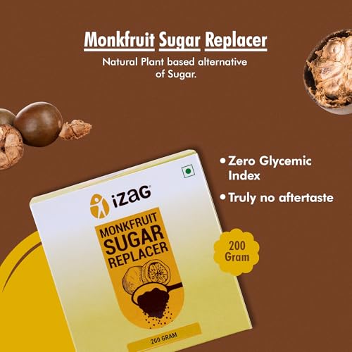 Image of iZaG Monk Fruit Natural Sweetener Crystals (200g) | Zero Calorie Sugar Alternative | Keto & Diabetic Friendly | 1:1 Sugar Replacement | For Tea, Coffee, Cooking & Baking