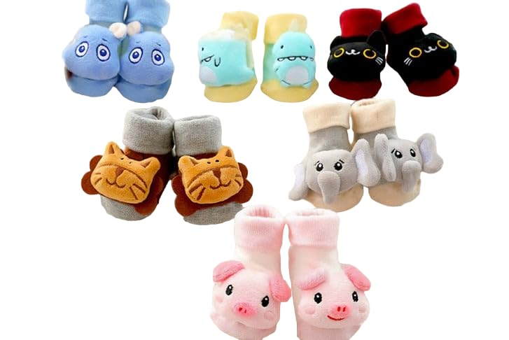 Baby Boys and Girls Cotton Printed Booties Multicolor, Pack of 4-image-1