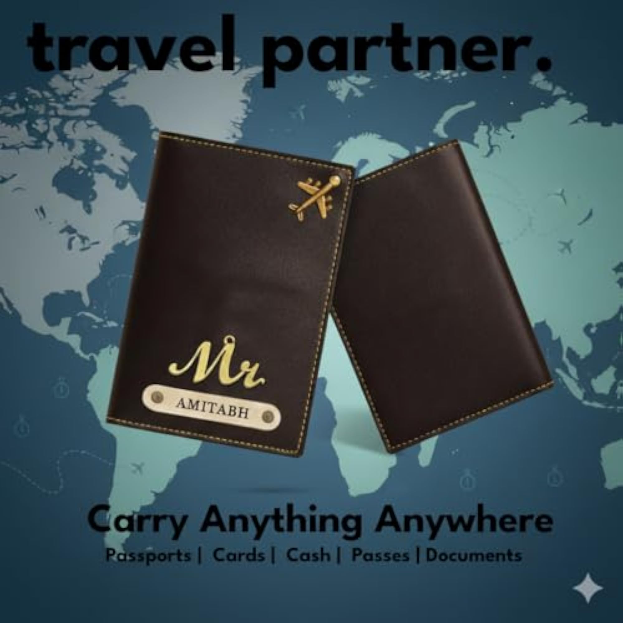 Personalized PU Leather Passport Cover with Name, Stylish Travel Essential
