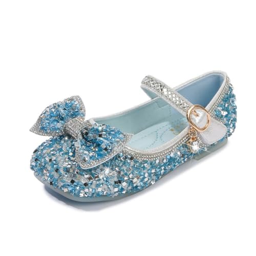 Toddler Girls Princess Dress Shoes Rhinestone Mary Janes Ballerina Ballet Flats with Bow for Wedding Party School