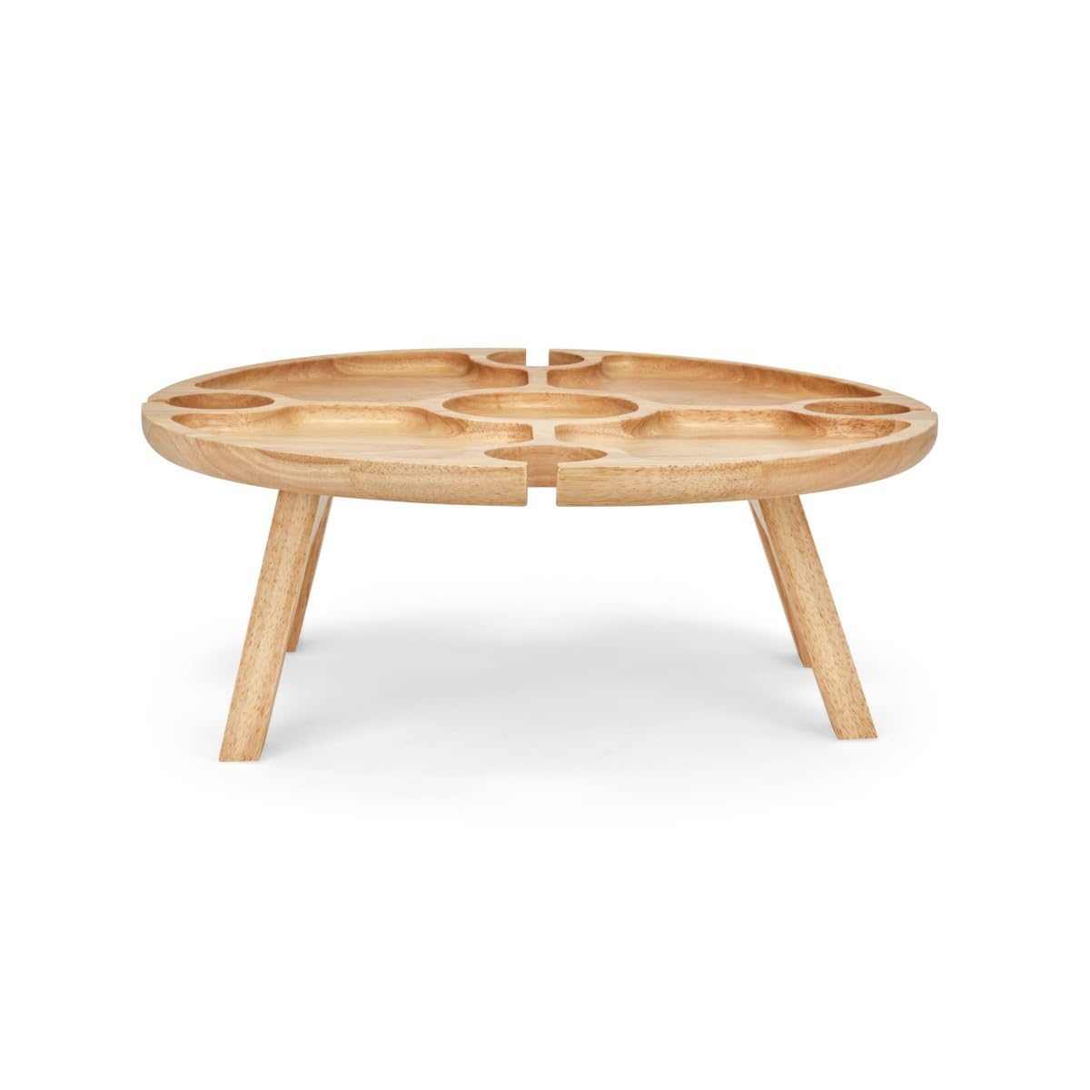 Livoo – Vassoio aperitivo MES150 – Heva, ∅ 35 x 14 cm, 4 tacche per vetro, gambe pieghevoli