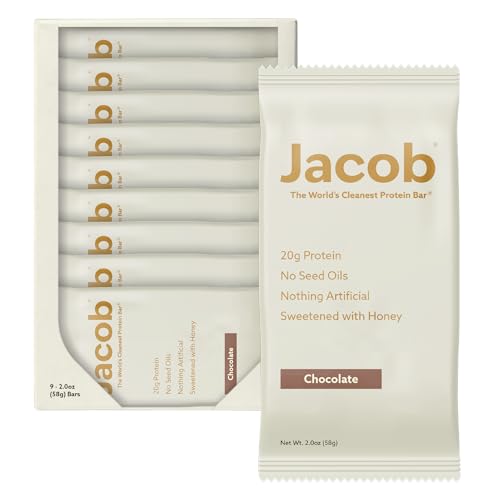 Jacob Bar, Protein Bars, Chocolate (9 Bars Total) - 20g Grass-Fed...
