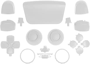 WPS Replacement Clip Shell Touch Pad Thumbsticks Dpad R1 L1 Trigger Buttons w/Accent Rings Set for PS5 Playstation Controller (White)