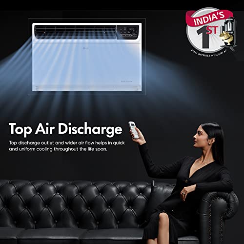 Image of LG 1.5 Ton 5 Star DUAL Inverter Window AC (Copper, Convertible 4-in-1 cooling, RW-Q18WUZA, HD Filter with Anti-Virus Protection, White)