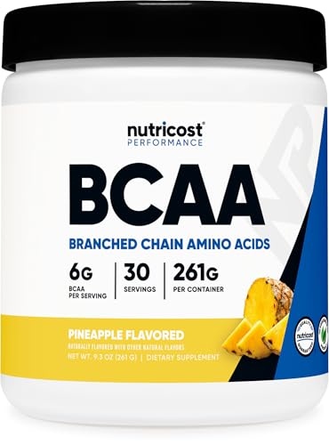 Nutricost BCAA Powder (Pineapple, 30 Servings) - Optimal 2:1:1 Ratio