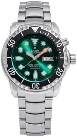 RATIO FreeDiver Helium-Safe Dive Watch Sapphire Crystal Automatic Diver Watch 1000M Water Resistant Diving Watch for Men