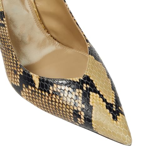 Women's Snakeskin Slingback Heels with Wedge Heel Closed Pointed Toe Backstrap Slip On Pumps Fashion Party Dress Shoes Ladies2