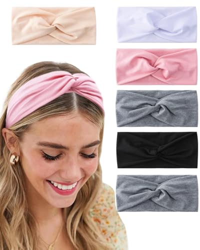 WUNZILO 6 pz Fasce Femminili Fermacapelli Turbante della Testa Cerchietti Accessori dei Capelli per Donna Ragazza Sport Yoga Fascia Elastica Sportiva 6 Colori
