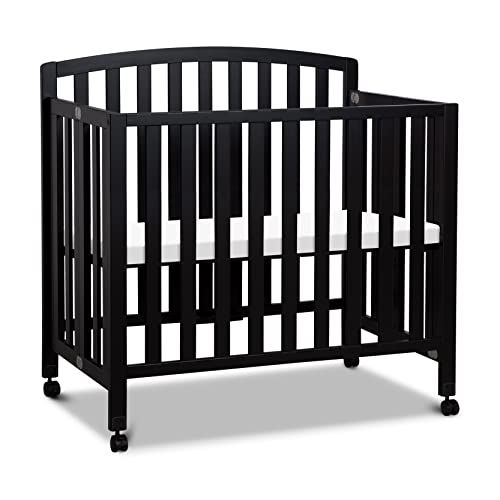 Image of Davinci Dylan 3-in-1 Portable Baby Crib with Wheels - Toddler Bed & Daybed Conversion - Perfect for Small Spaces & Easy Assembly, GREENGUARD Gold Certified with 4 Adjustable Mattress Heights - Ebony
