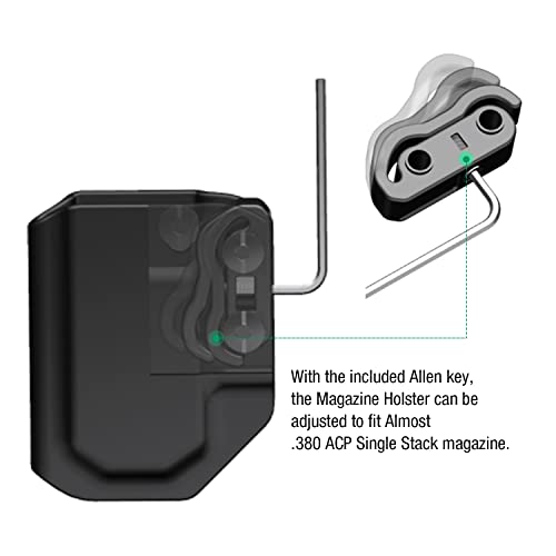 Universal .380 Single Stack Magazine Holster Iwb/Owb Mag Carrier With 1.75 Inch Steel Clip Compatible With Most Of .380 Single Stack Mag, Ambidextrous Magazine Holder #TOP2