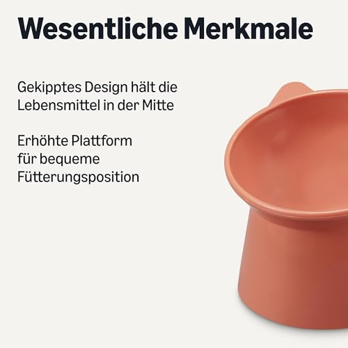 Amazon Basics Futternäpfe für Katzen, Katzenohrform, 2er-Pack, 13,2 × 13,2 × 11,4 cm, orange und blau