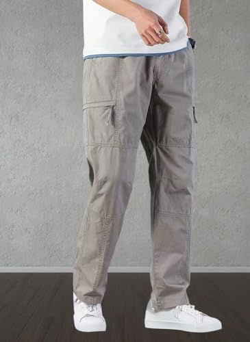 Image of Men's Cargo Pants | Casual Cotton Cargo Trousers for Men | Regular Fit Multi Pocket Outdoor Travel Pants | Stylish Comfortable Casual Bottom Wear for Men