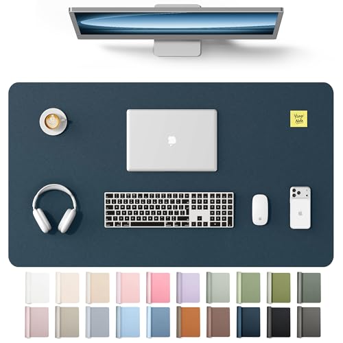 Image of YSAGi Leather Desk Protector, Office Mat, Large Mouse Mat, Non-Slip PU Leather Blotter, Laptop Desk Mat, Waterproof Writing Pad for Office and Home(Dark Blue, 40 inch x 24 inch)