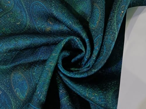 Tissu brocart Bleu paon rigide évitant la déformation pour rideaux et vestes BRO892