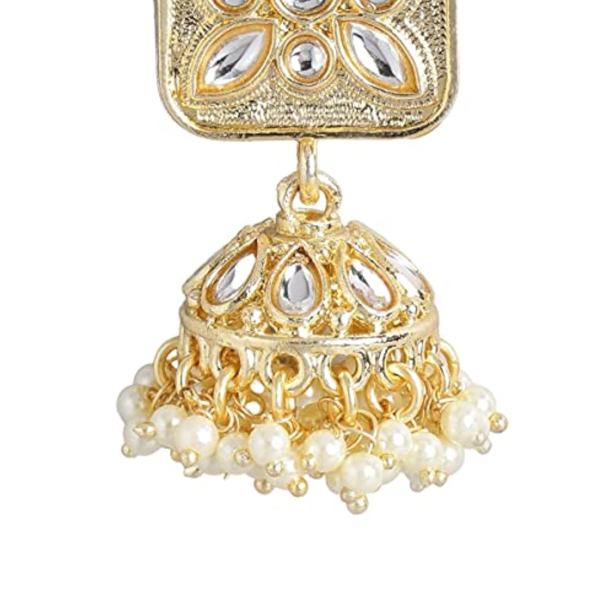Kundan & Pearls Necklace Set, Wedding Collection, Plated Necklace with Earrings