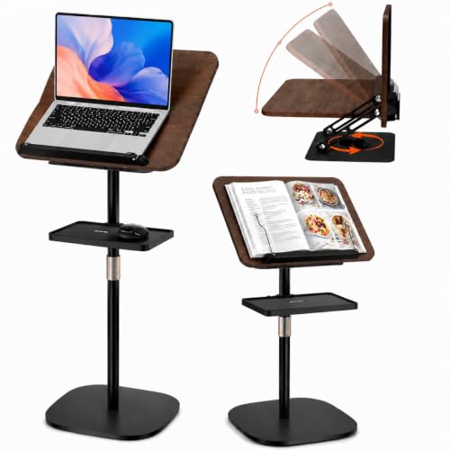 Image of ZEUMIE 2-in-1 Adjustable Floor Book Stand & Laptop Holder