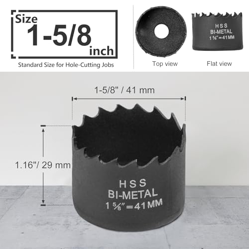 Image of 1-5 /8 Inch Hole Saw with 9.1mm Triangle Shank Arbor, JTemgle Bi-Metal Hole Saw Heavy Duty Hole Cutting Tool for Cornhole Boards, Recessed Lights, Wood, Plastic, Drywall & Soft Metal