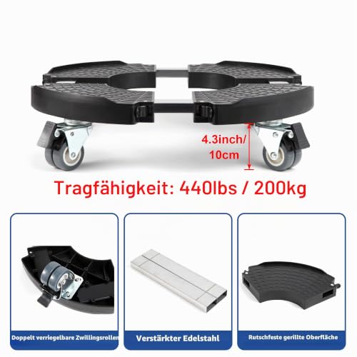 W B D WEIBIDA Schwerlast Rollbrett Pflanzen, Pflanzenroller Rund Outdoor – Ansicht 2