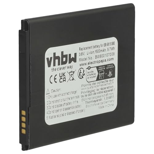 vhbw Batterie Compatible avec Samsung Galaxy J1 Mini, Ace NXT, GH90-29622A, ACE 4 3G, Ace Style téléphone Portable (1500mAh, 3,8V, Li-ION)