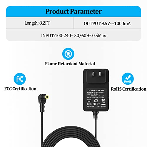 9.5V Ac/Dc Adapter For Casio Ade95100Lu Ade95100B Power Supply Charger For Casio Piano Keyboard -Sa-46 Sa-47 Sa-76 Sa-77 Sa-78 Ctk-2080 Ctk-2300 Ctk-2400 (8.2 Ft Long Cord) #TOP5