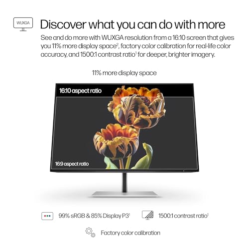 Image of HP Series 7 Pro 24 Inch WUXGA Desktop Monitor 724pn 100Hz IPS 16:10 350 nits Anti-Glare Height Adjustable Tilt Swivel Pivot VESA Mountable HDMI USB Hub DisplayPort 5ms Black /Silver 8X534AA (Renewed)