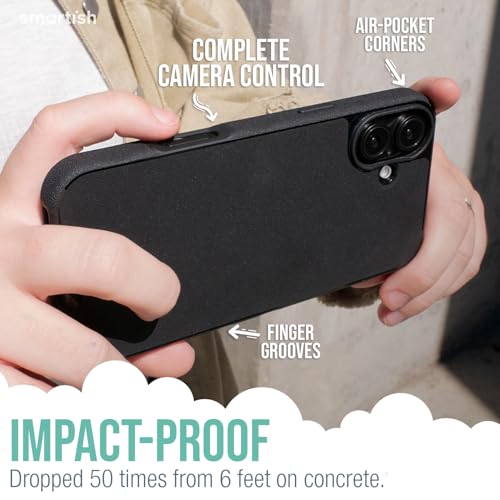 Image of Smartish iPhone 16 Magnetic Case - Gripmunk Compatible with MagSafe [Lightweight + Protective] Slim & Thin Grip Cover with Microfiber Lining for Apple iPhone 16 - Clearly Clear